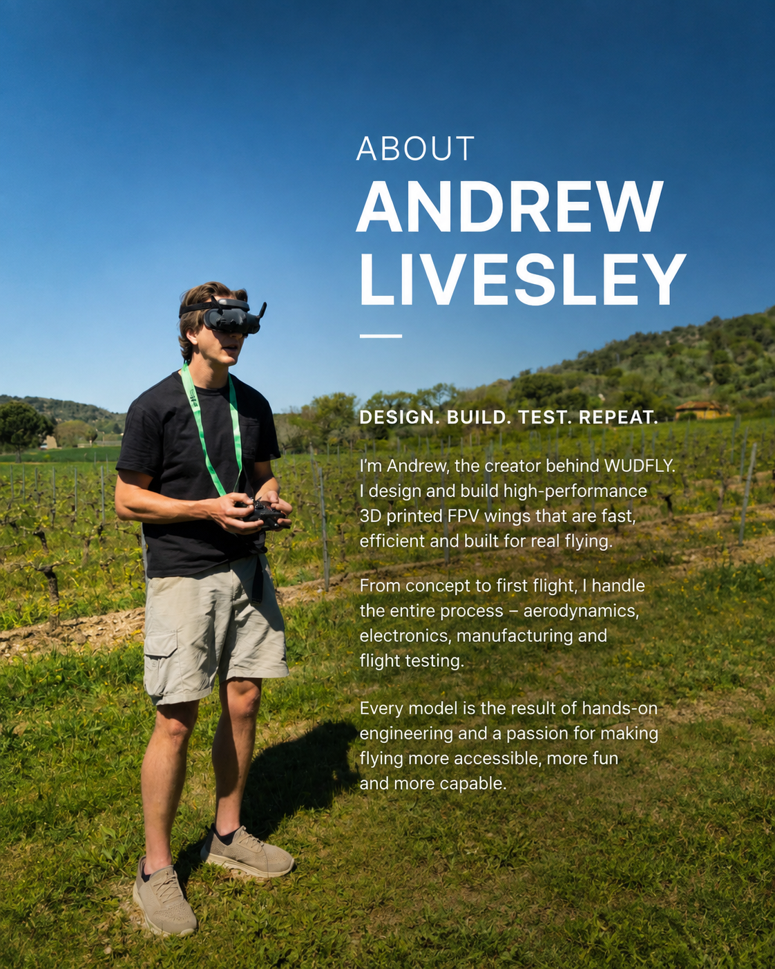 Andrew Livesley, designer and test pilot behind WUDFLY