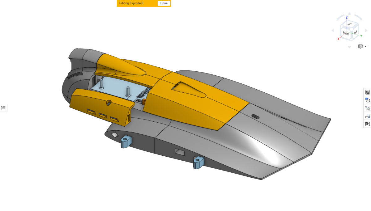 Spectre canopy side section being aligned using the removable canopy.