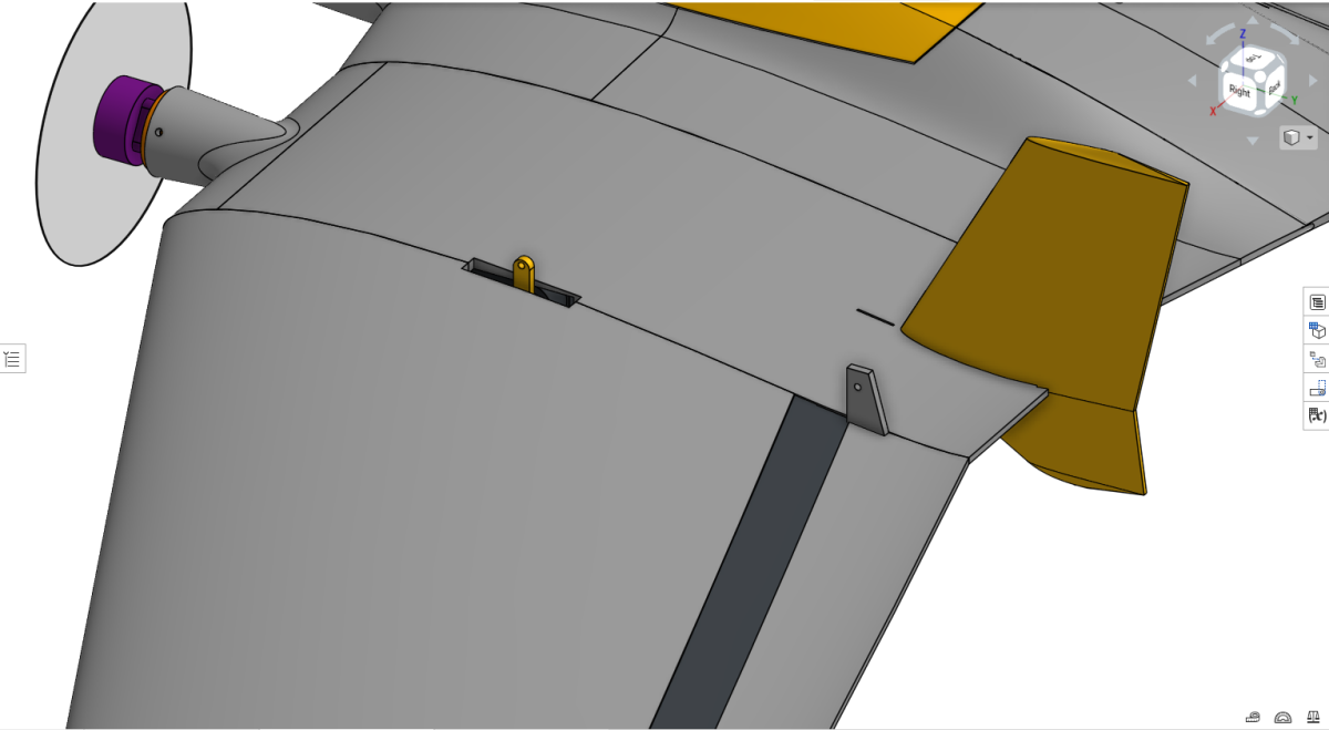 Spectre servo pushrod connecting the servo horn to the elevon horn.