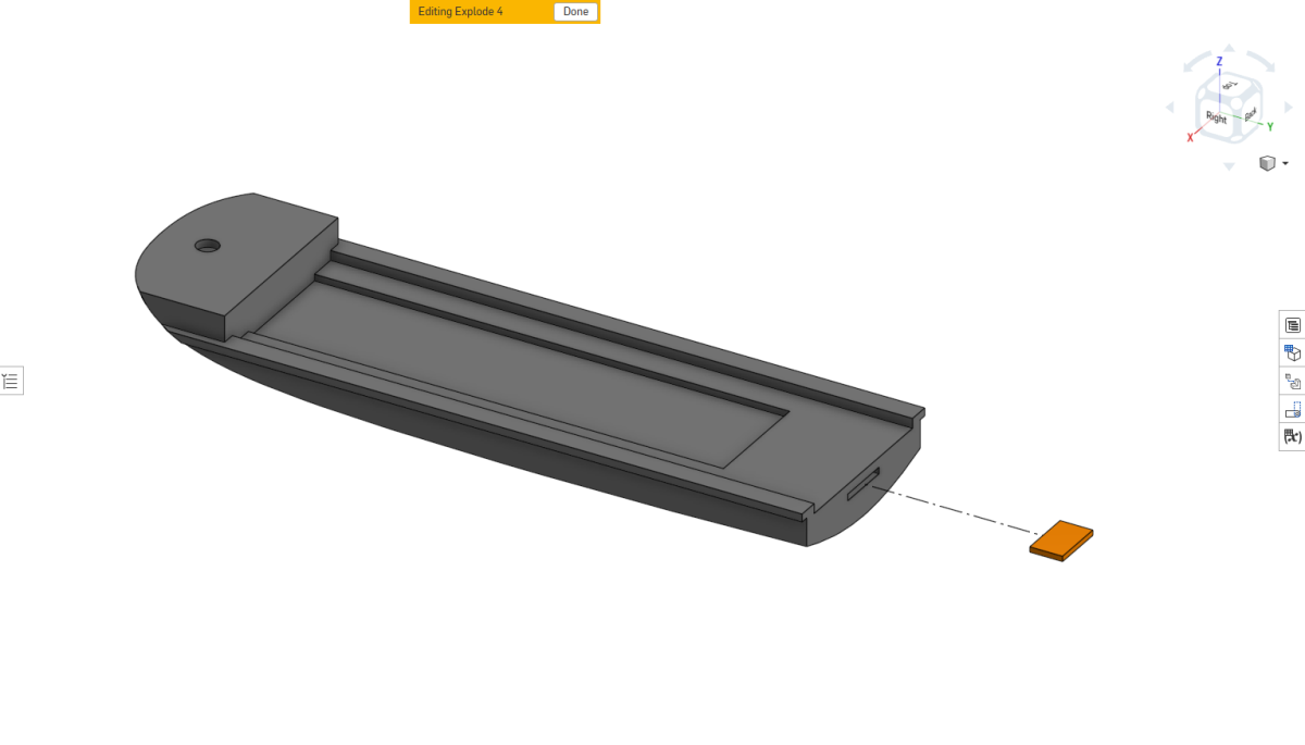 Spectre battery access part with locating tab and magnets.