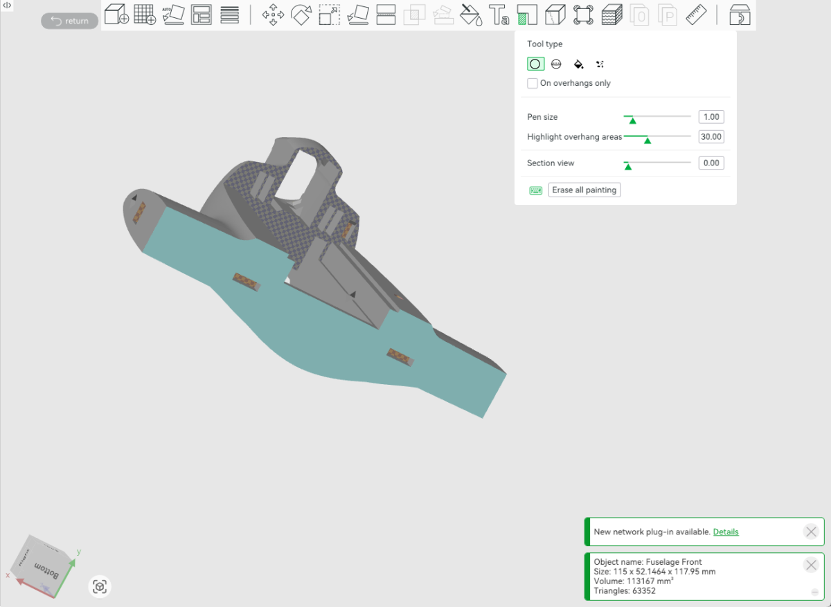 Spectre front fuselage support arrangement in Bambu Studio