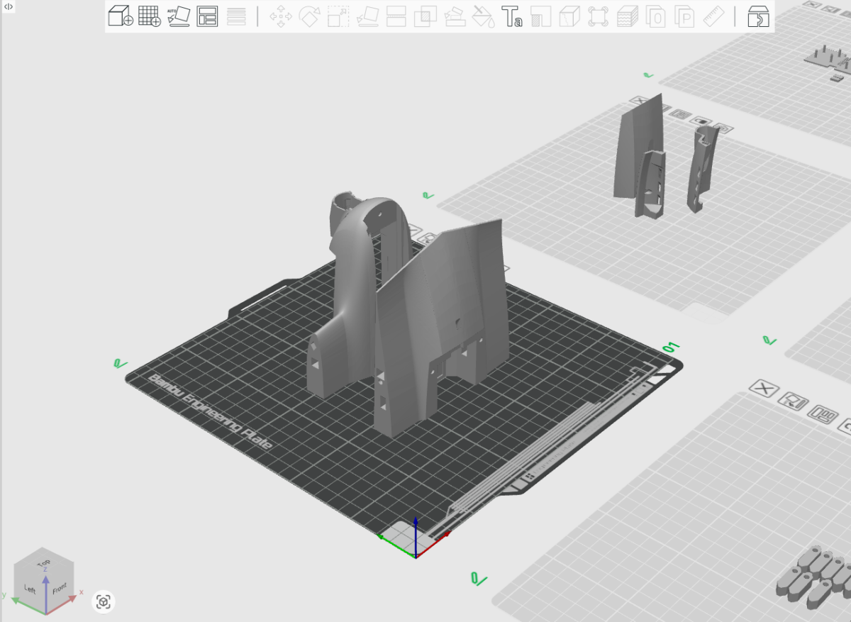 Spectre front and rear fuselage sections arranged on the build plate