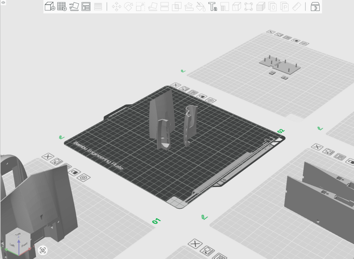 Spectre front, rear and side canopy sections arranged on the build plate