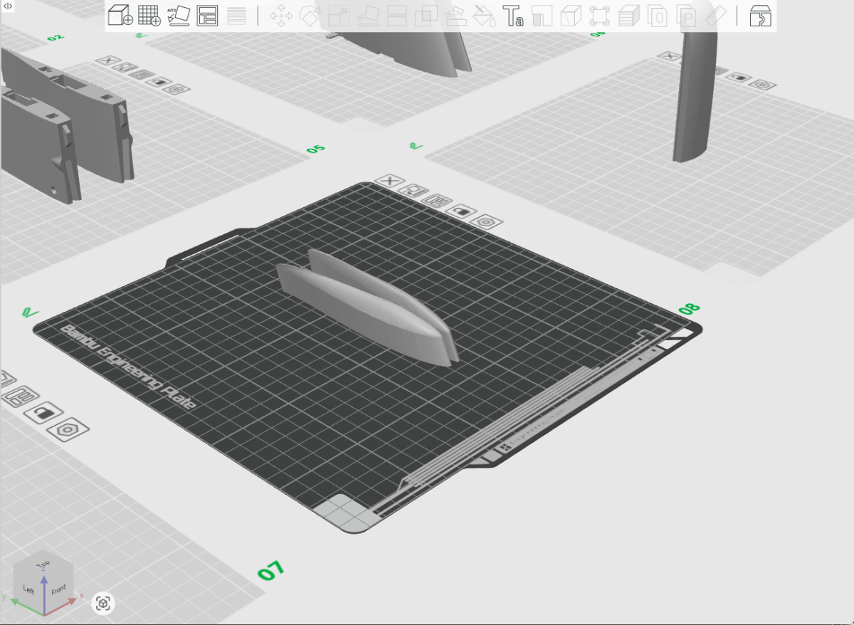 Spectre wingtip sections arranged on the build plate