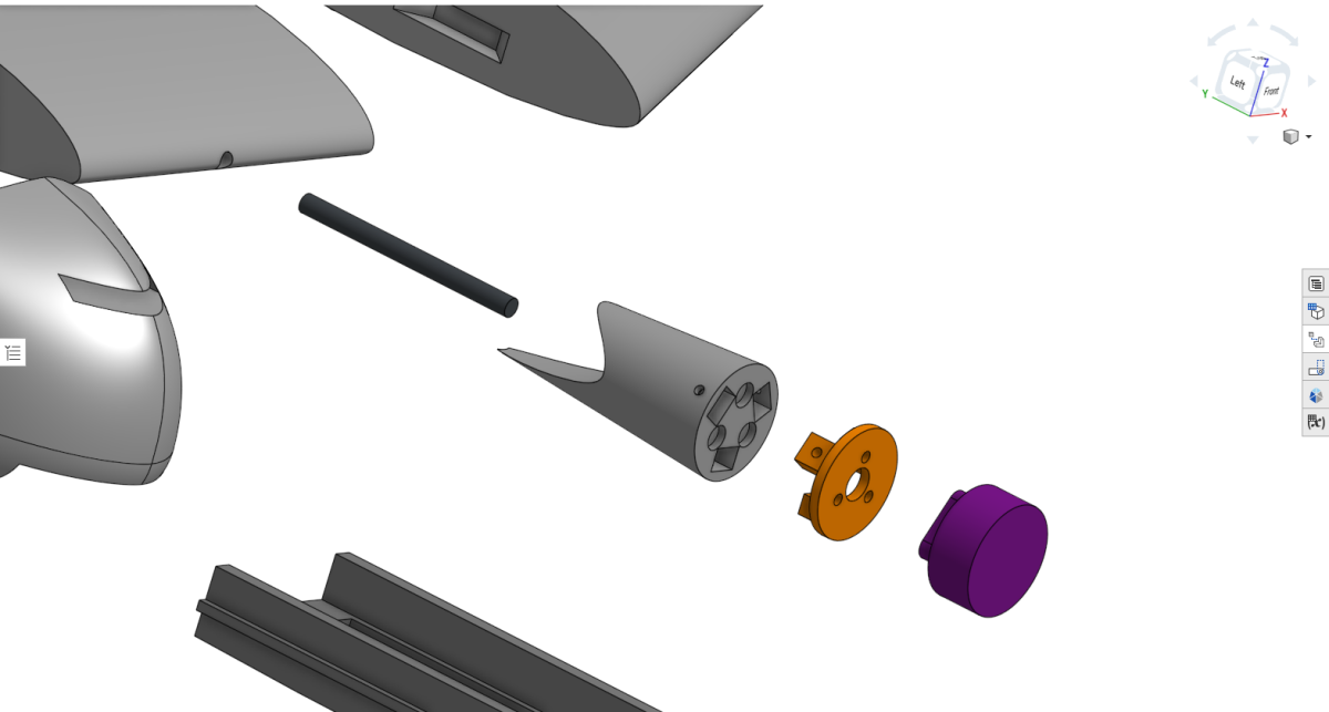 Twisted motor pylon assembly